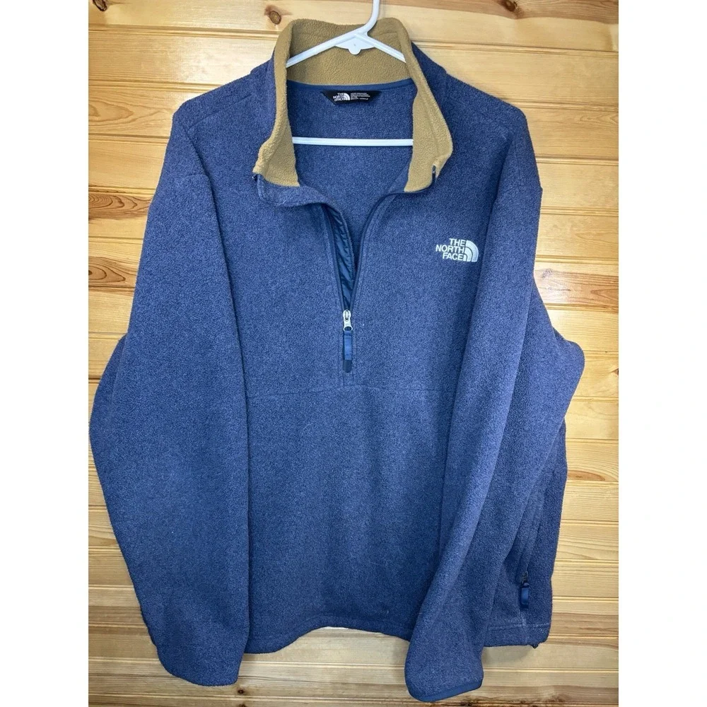 The North Face 1/4‎ Zip Pullover Navy Blue Fleece Jacket Size XL Warm Outdoor
